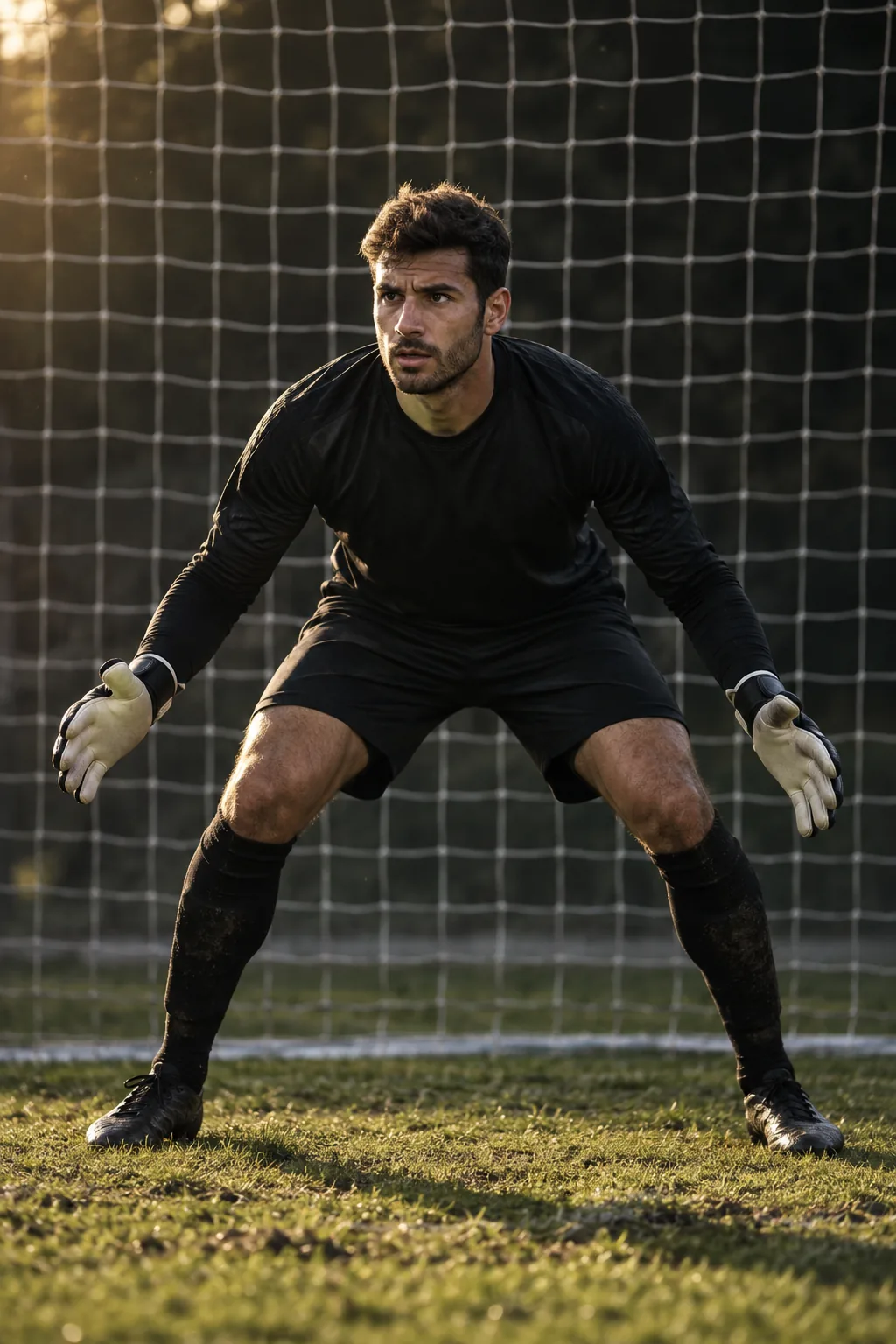 Arquero listo para detener un penalti